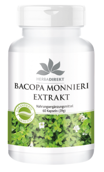 Bacopa Monnieri Extrakt, enthält 20% Bacoside, vegan  (60 Kapseln)